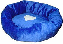 Kρεβάτι στρογγυλό γούνινο με καρδιά electric blue 50cm