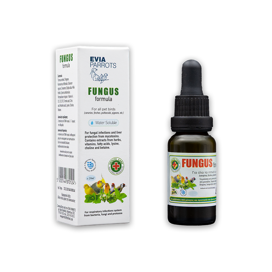 Προϊόν – Αγόρασε προϊόντα online στο Pet Καναρινόκοσμος EVIA PARROTS FUNGUS formula 20ml