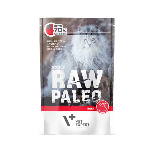 Raw Paleo cat wet Adult Beef 100gr (4 Τεμάχια)