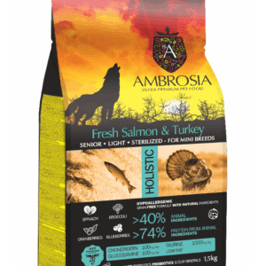 Ambrosia Grain Free Adult Mini Senior Light Sterilized Fresh Salmon & Turkey 1.5kg