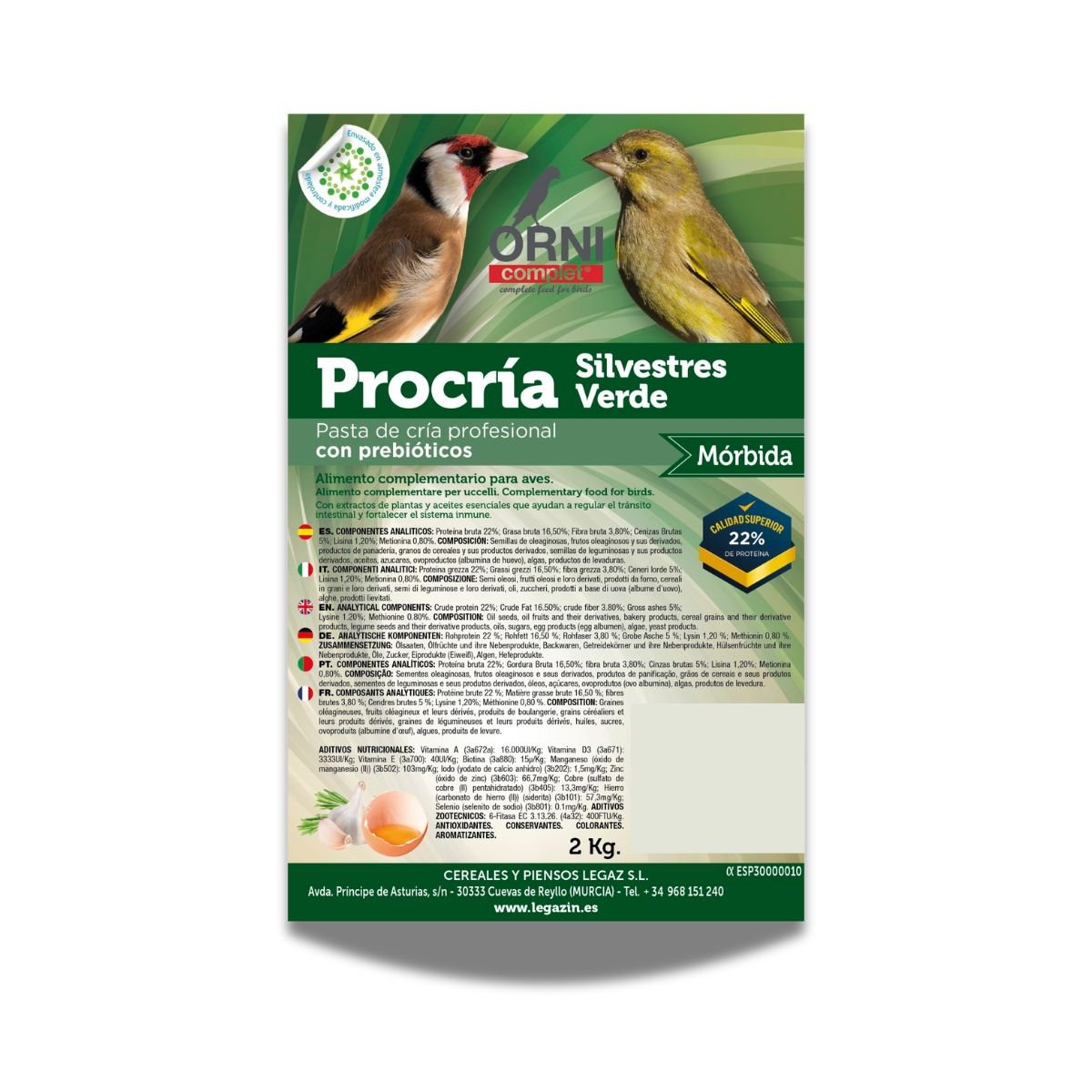 Προϊόν – Αγόρασε προϊόντα online στο Pet Καναρινόκοσμος Procría Verde – Πράσινη μαλακή αυγοτροφή με Aminesent και πρεβιοτικά