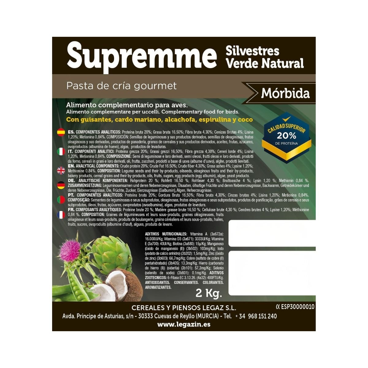 Προϊόν – Αγόρασε προϊόντα online στο Pet Καναρινόκοσμος Supremme Silvestres Verde Natural ORNI Complet – Πάστα αυγοτροφής-συστατικά